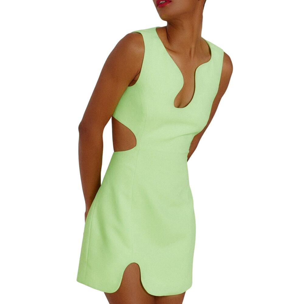Amanda Uprichard Bright Green Puzzle Cutout Backless Mini Dress Size S